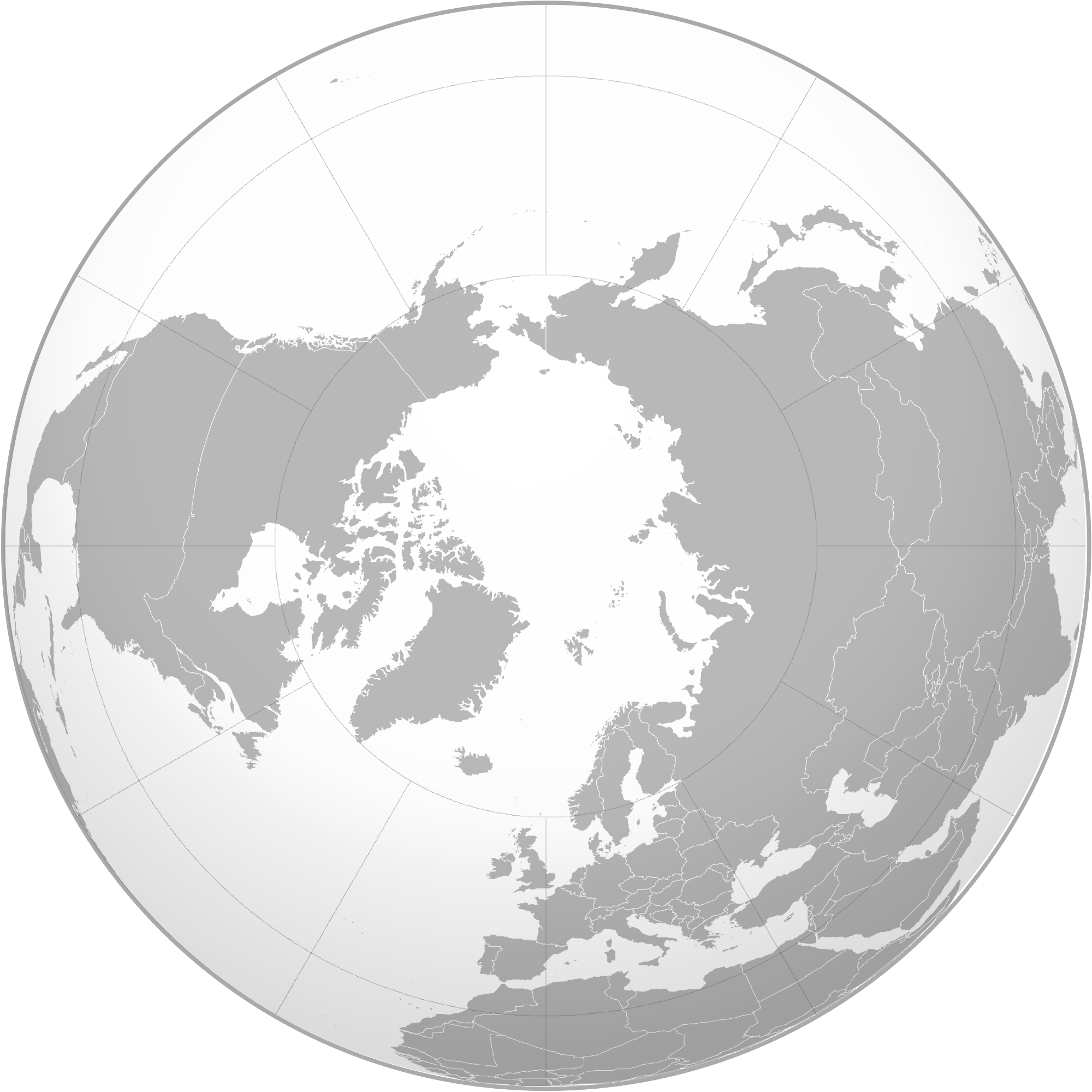 Open - North Pole Orthographic Projection (2000x2000), Png Download