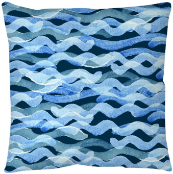 Abstract Watercolor Blue Wave Pattern Throw Pillow - Watercolor Painting (400x400), Png Download