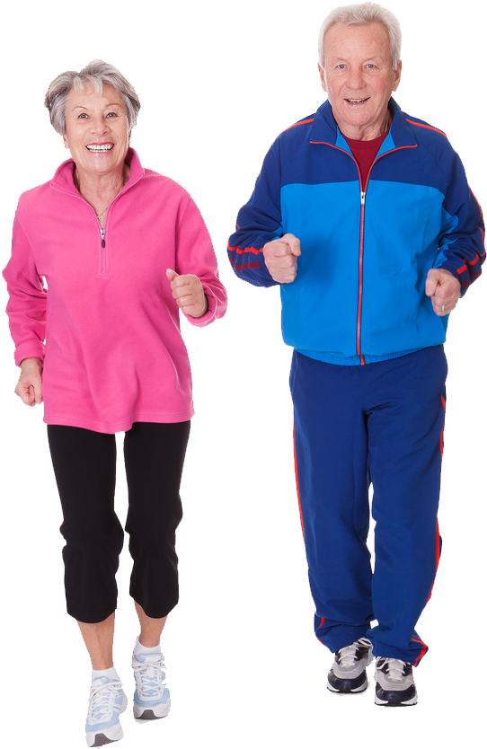 Running People Png Image - Old People Exercising Png (597x896), Png Download