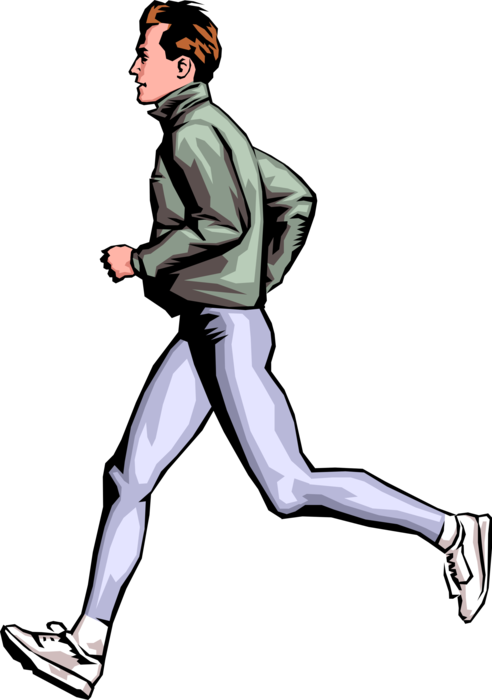 Vector Illustration Of Physical Fitness Exercise Workout - Male Runner (492x700), Png Download