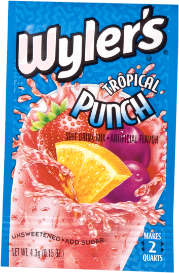 Wyler's Tropical Punch - Wylers Soft Drink Mix, Lemonade Flavor - 0.23 Oz (550x598), Png Download