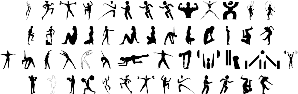 Dingbats Fitness Silhouettes Example - Fitness (613x302), Png Download