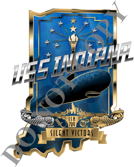 Any Use Of The Uss Indiana's Ship Crest Must Be Approved - Uss Indiana (499x600), Png Download