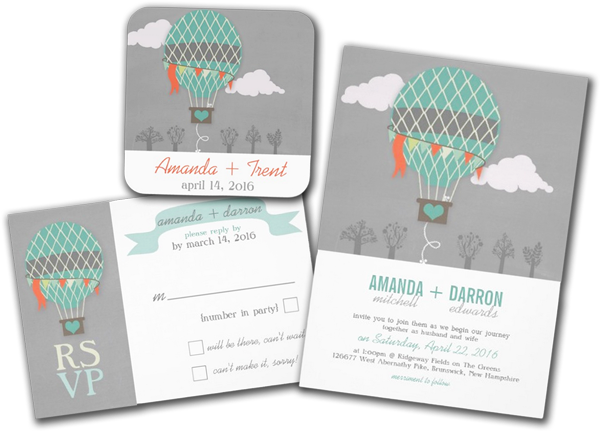 Vintage Hot Air Balloon Chalkboard Wedding Personalized - Hot Air Balloon (600x431), Png Download