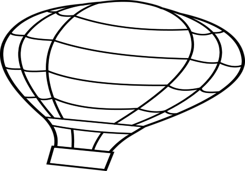 Vintage Hot Air Balloon Basket Template Black And White - Outline Of Air Balloon (476x333), Png Download
