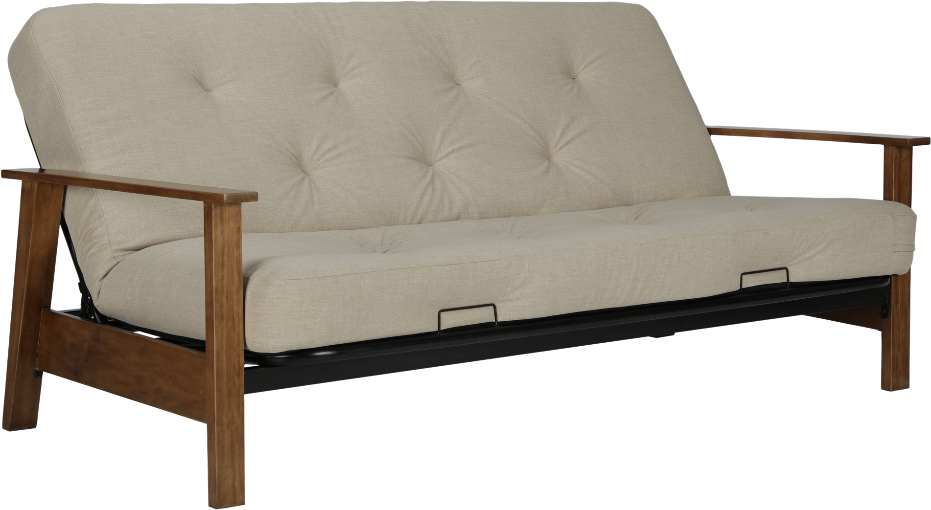 Dhp Bergen Wood Arm Futon With 6" Coil Mattress, Tan - Dhp Bergen Futon (2000x1333), Png Download
