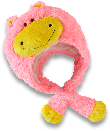 Neonz Hippo Hat - My Pillow Pets Premium Plush Hat Neonz Neon Pink/yellow (600x600), Png Download