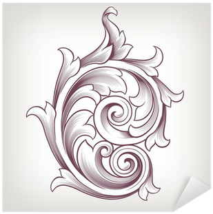 Vintage Baroque Floral Scroll Design Element Vector - Baroque Tattoo Design (400x400), Png Download