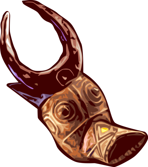 Vector Illustration Of African Traditional Carved Wooden - Traditional African Masks (618x700), Png Download