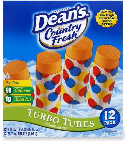 Dean's Country Fresh Orange Turbo Tubes - Deans Country Fresh Variety Pack, Premium Novelty, (547x900), Png Download