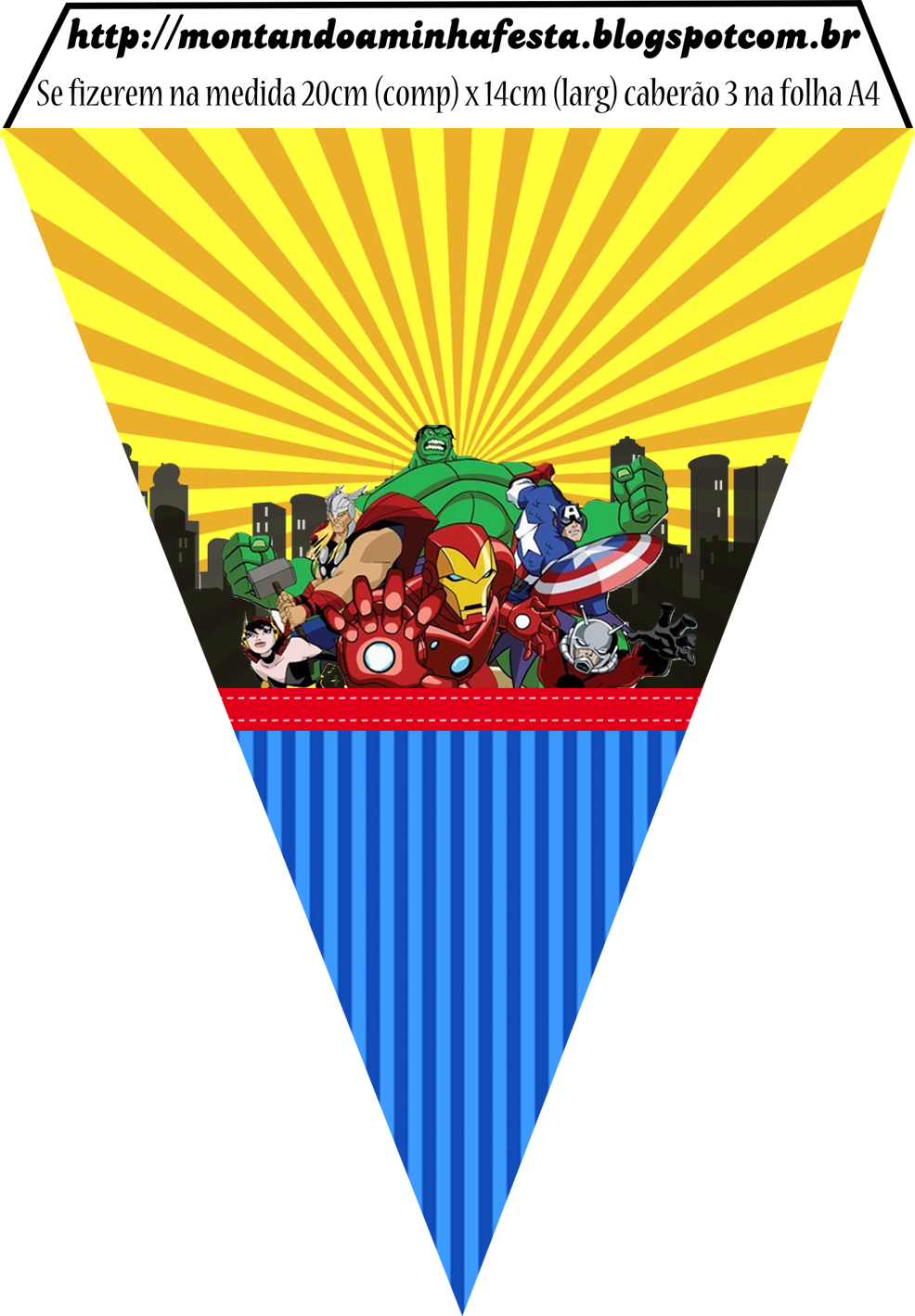 Bandeirola Os Vingadores - Pj Masks Banderines (986x1419), Png Download