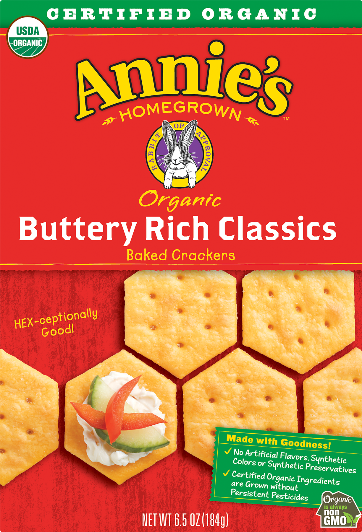 Annie's Organic Buttery Rich Classic, Baked Snack Crackers, - Organic Crackers (1800x1800), Png Download