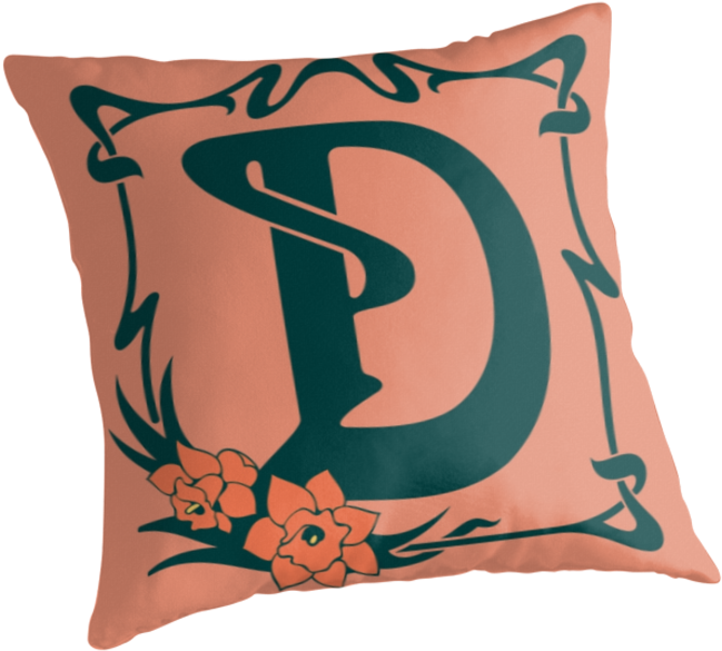 "fancy Art Nouveau Letter Flower" Throw Pillows - Stammes- Yin Yang Karte (875x875), Png Download