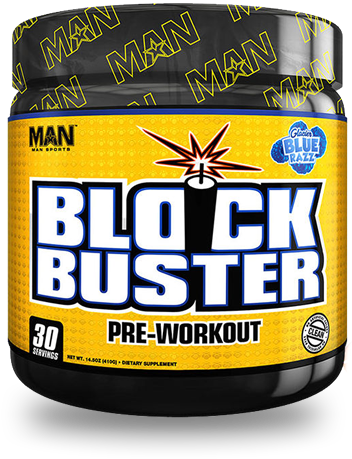Man Sports New Blockbuster Pre Workout - Man Sports Blockbuster - 30 Servings Glacier Blue Razz (1111x736), Png Download