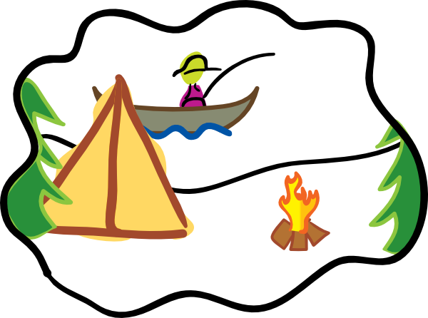 Camping Clipart Family Fishing - Fishing And Camping Clipart (600x446), Png Download