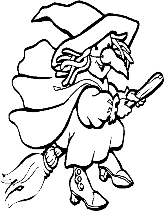 Halloween Witch Coloring Pages 2 - Halloween Coloring Pages Transparent (576x866), Png Download