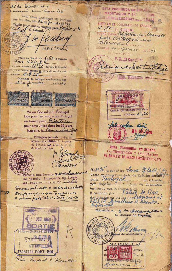 Passport With Aristides De Sousa Mendes Life-saving - Document (1517x1060), Png Download