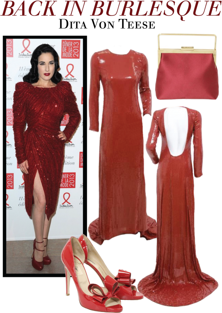 Dita Von Teese Red Dress - Pattern (723x1024), Png Download