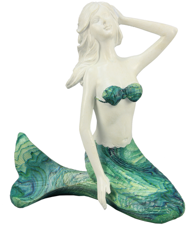 Kneeling Mermaid With Blue/green Tail - Blue (409x500), Png Download