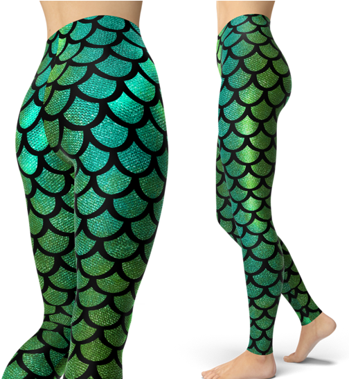 Mermaid Tail Green Leggings - Leggings (545x545), Png Download