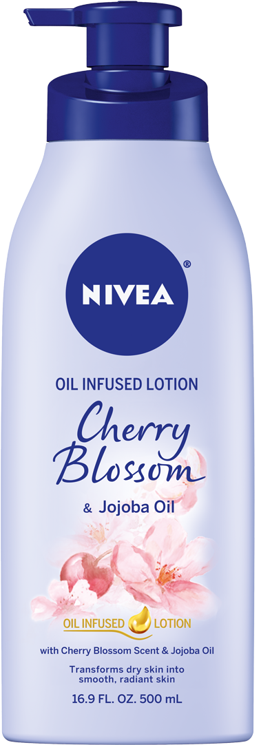 Cherry Blossom & Jojoba Oil Infused Body Lotion For - Nivea Oil Infused Lotion (1010x1180), Png Download