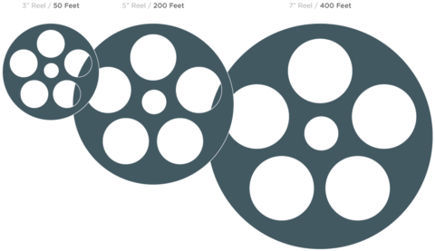A 3 Inch Reel = 50 Feet, 5 Inch Reel = 200 Feet, And - Film Reel Dimensions (480x277), Png Download