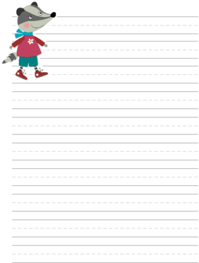 Raccoon Handwriting Paper - Cartoon (300x424), Png Download
