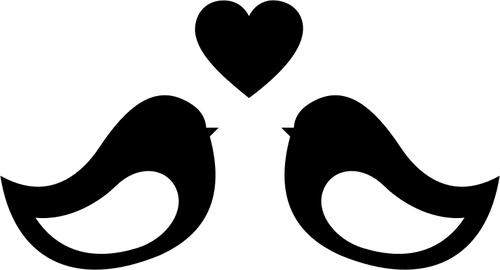 Love Birds Silhouette Public Domain Vectors - Love Bird Silhouette Png (500x270), Png Download