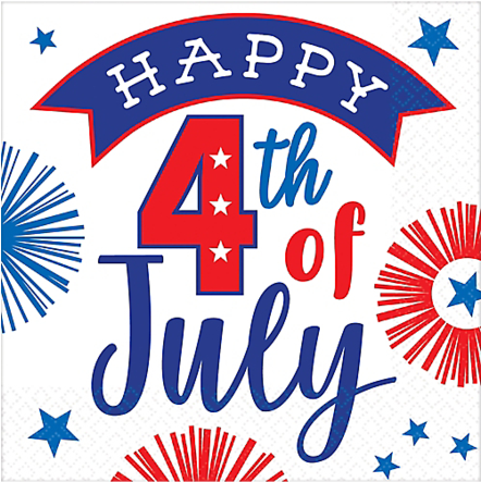 Happy 4th Of July Beverage Napkins, 5'' - Napkin (441x600), Png Download