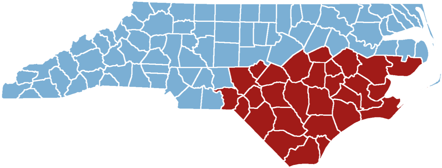 Nc Voter Reg Extension Map - Nc Election Map 2016 (1481x603), Png Download
