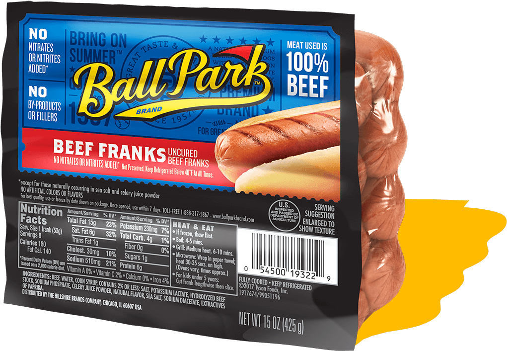 Beef Hot Dogs - Ball Park Chicken Hot Dogs (1020x800), Png Download