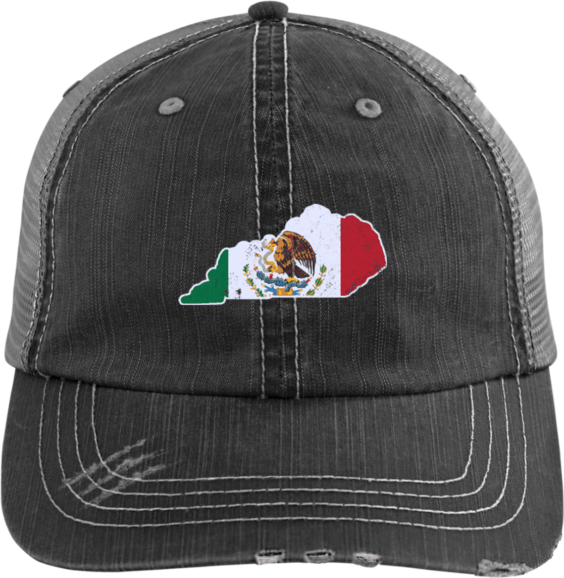 Kentucky Mexican Flag Hat Mexico Flag Hat - Distressed Unstructured Trucker Cap - Texas Fball (1155x1155), Png Download