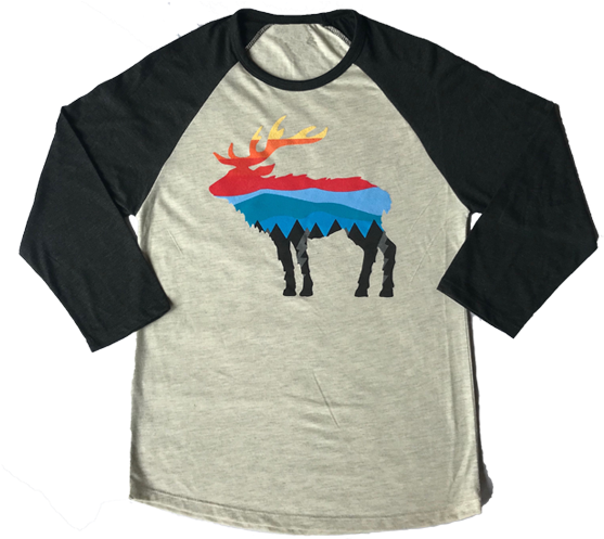 Multi Color Mountain Range Elk 3/4 Baseball Sleeve - Mantis Herren T-shirt Superstar Baseball T (600x600), Png Download