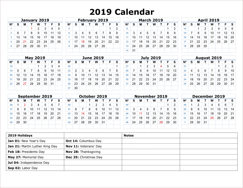 2019 Indian Calendar Png Png - 2019 Calendar Printable With Holidays (850x657), Png Download