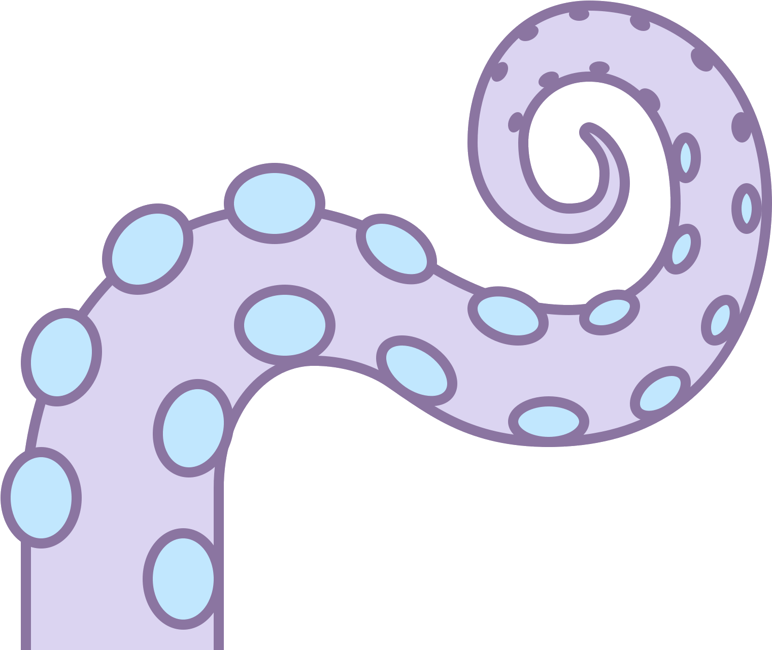 Two Parallel Curves, That Arch Up, Then A Slight Drop - Tentacle Vector Png (1600x1600), Png Download