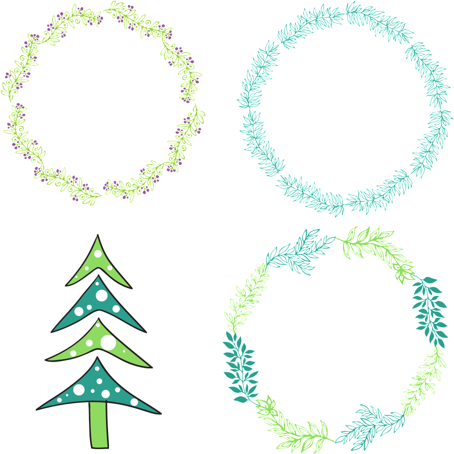 Hand Painted Christmas Ornaments Wreath - Christmas Day (1024x1024), Png Download