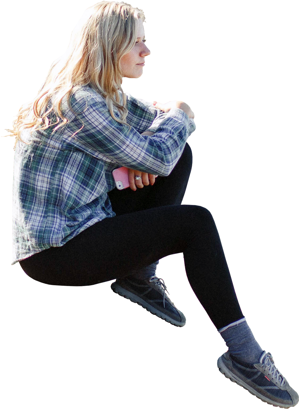 Back Girls, V - Blond Girl Sitting Png (1518x1518), Png Download