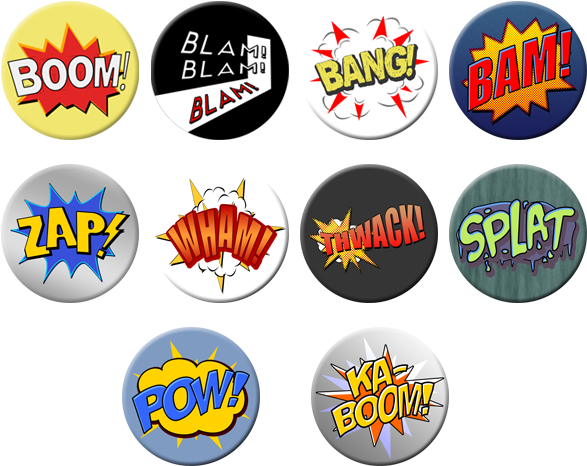 10 Comic Book Badges - Comic Badges (600x484), Png Download