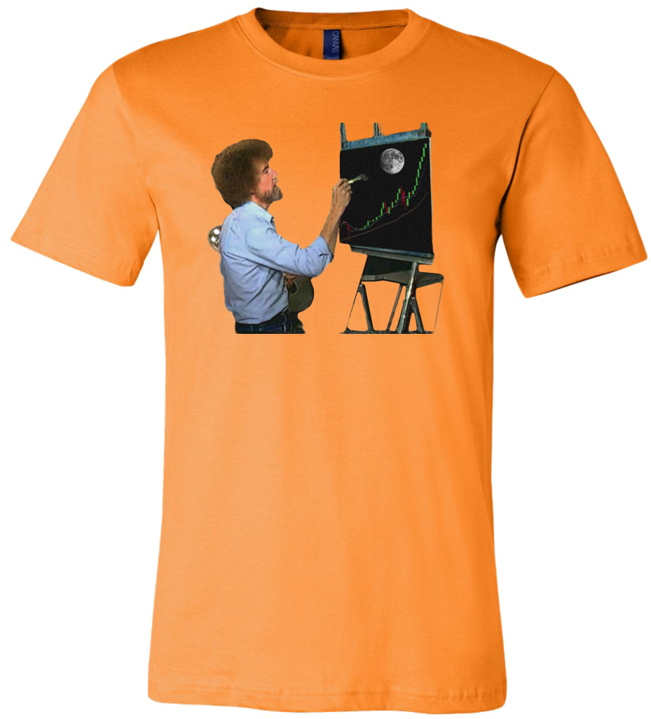 Bob Ross Crypto Night Painting T-shirt - Orange T Shirt Mock Up (1024x1024), Png Download