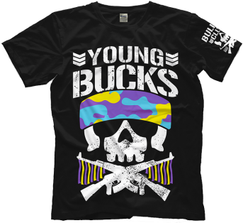 Young Bucks Bullet Club T-shirt - Young Bucks Shirt (348x351), Png Download