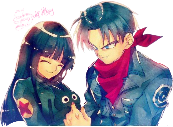 Trunks Black Hair 2018 Anime Couples Tournament Round - Mirai Mai And Mirai Trunks (564x513), Png Download
