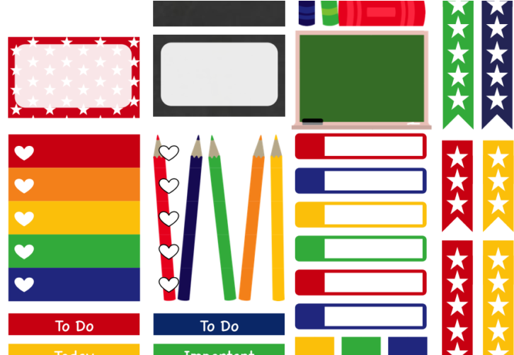 Back To School Printable Erin Condren Stickerspla - Graphic Design (750x500), Png Download