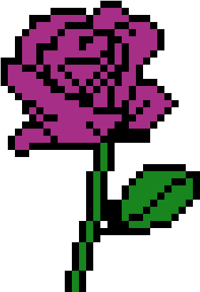 Purple Rose -aliah Palmer - Pixel Art Of Flowers (430x510), Png Download