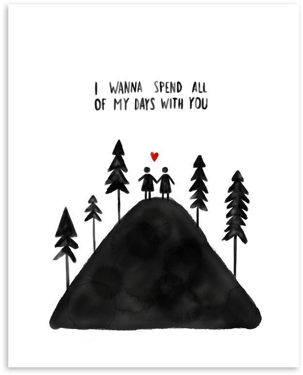 Spend All Of My Days Art Print Watercolor Same Sex - Christmas Tree (1000x1000), Png Download