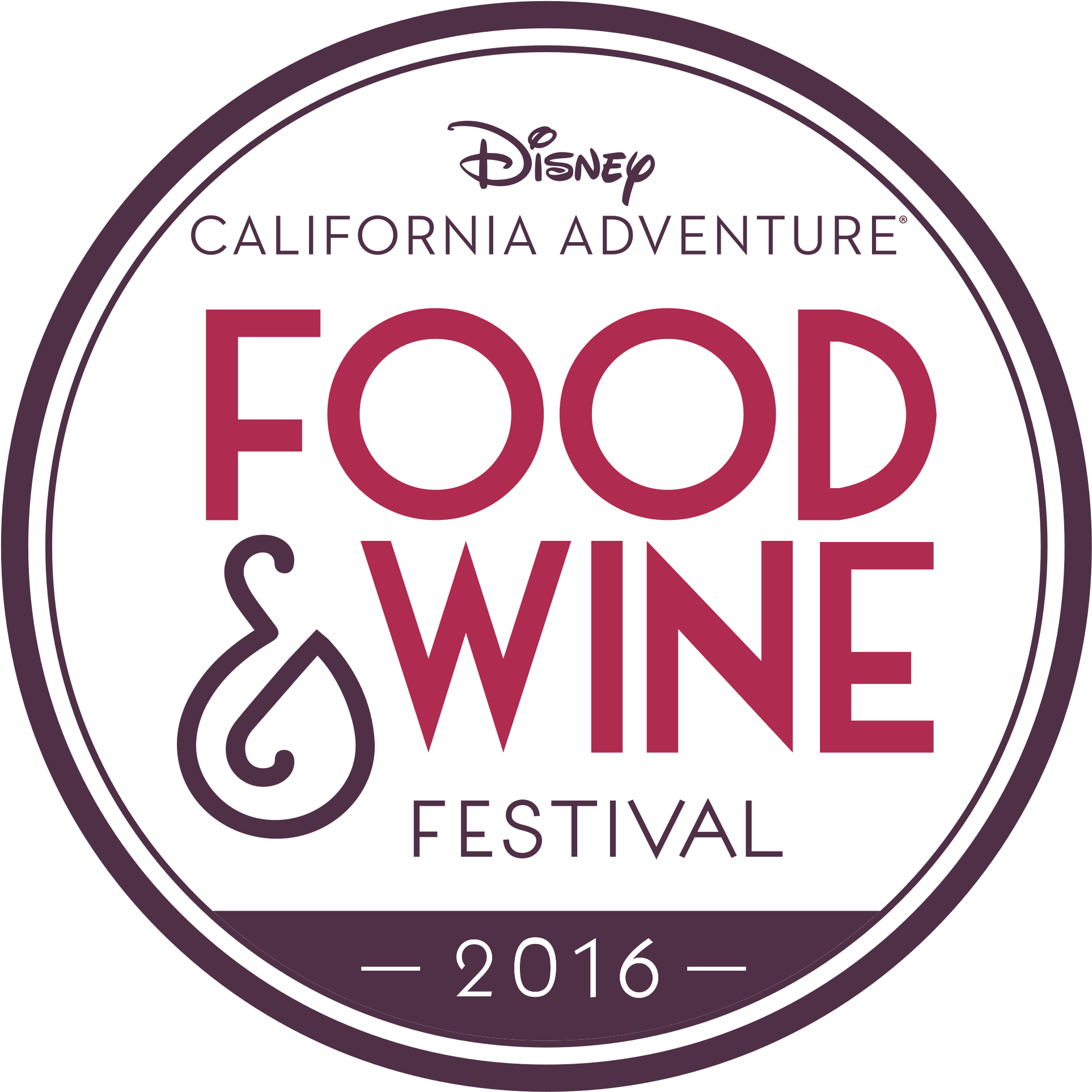 Disney California Adventure Logo Png - Epcot Food And Wine Festival 2015 (2000x2000), Png Download