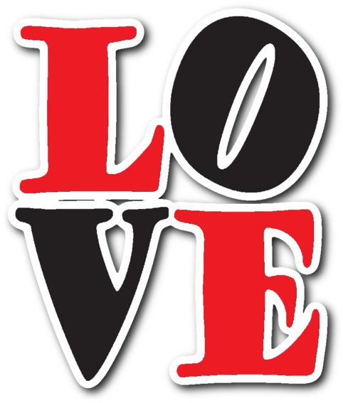 Red And Black Love Vinyl Die Cut Sticker - Die Cutting (600x600), Png Download