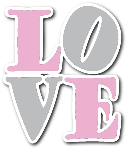 Pink And Grey Love Vinyl Die Cut Sticker - Die Cutting (600x600), Png Download
