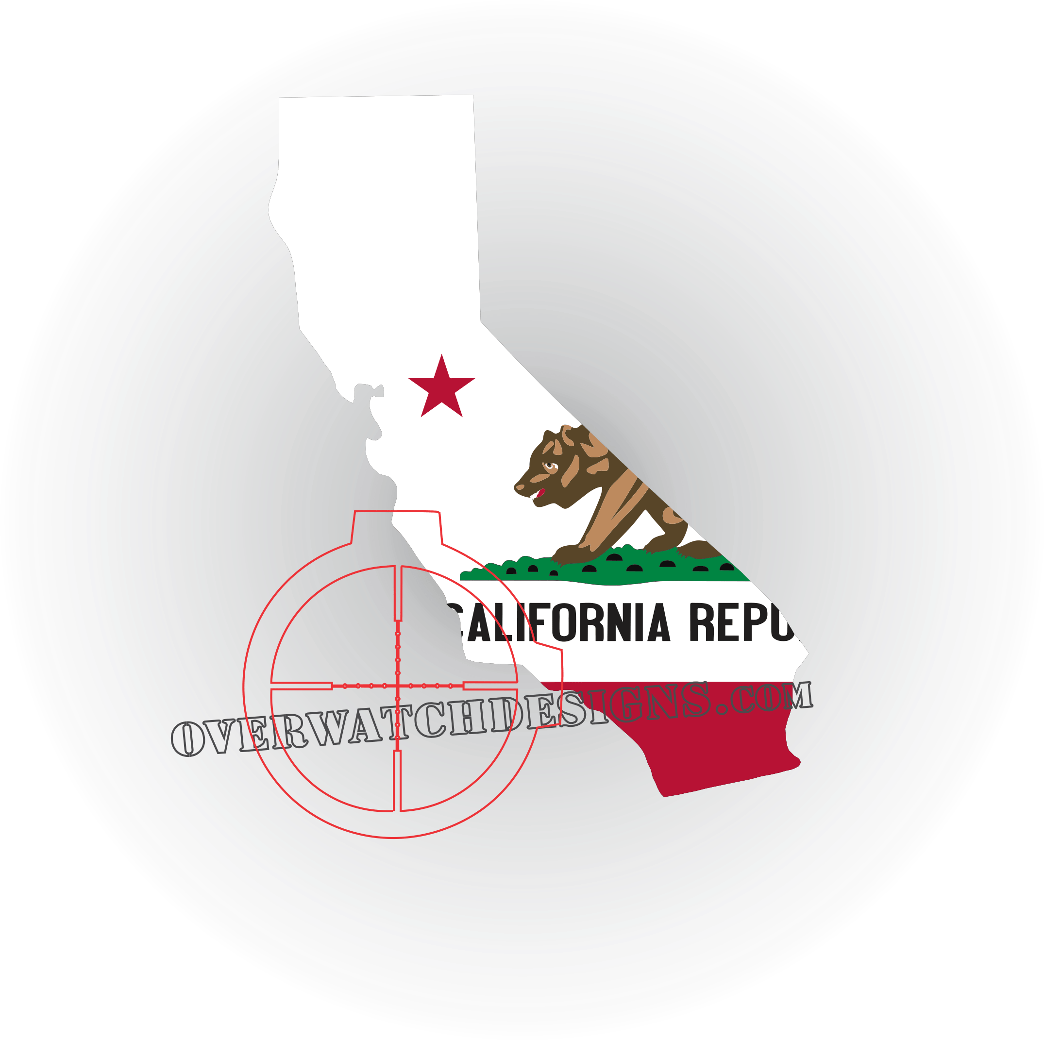 Indiana State Flag Sticker Overwatch Designs - California Republic Bear State Flag Poster 12x18 (2401x2393), Png Download