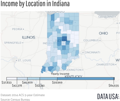 Median Household Income In Indiana - Indiana Median Income By County (440x385), Png Download