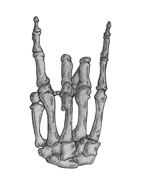 Skull Rock Hand Tattoo (484x640), Png Download